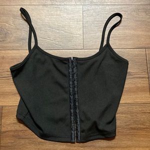 clip up corset black top